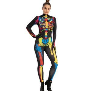 Colorful Skeleton Halloween Costume NWT Small